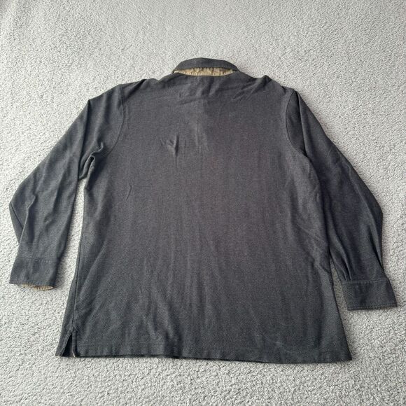 NEW LL Bean Sweater Mens Big & Tall XLT Extra Large Gray Polo Henley Herringbone - Picture 6 of 9